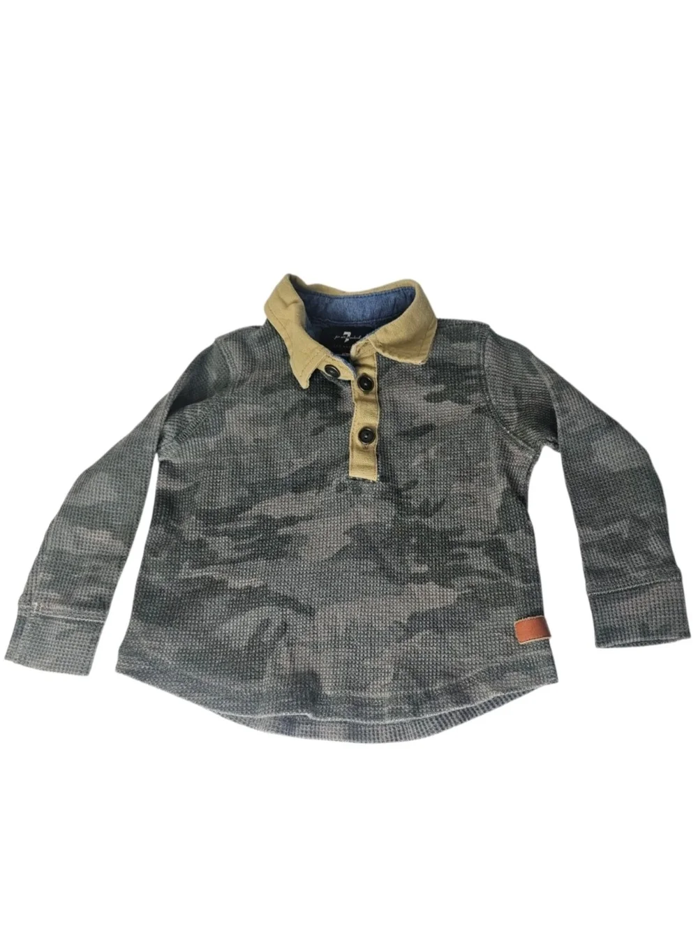 Seven For All Mankind Baby Boy Camo Henley Shirt Denim Blue Jeans Set 12 Months